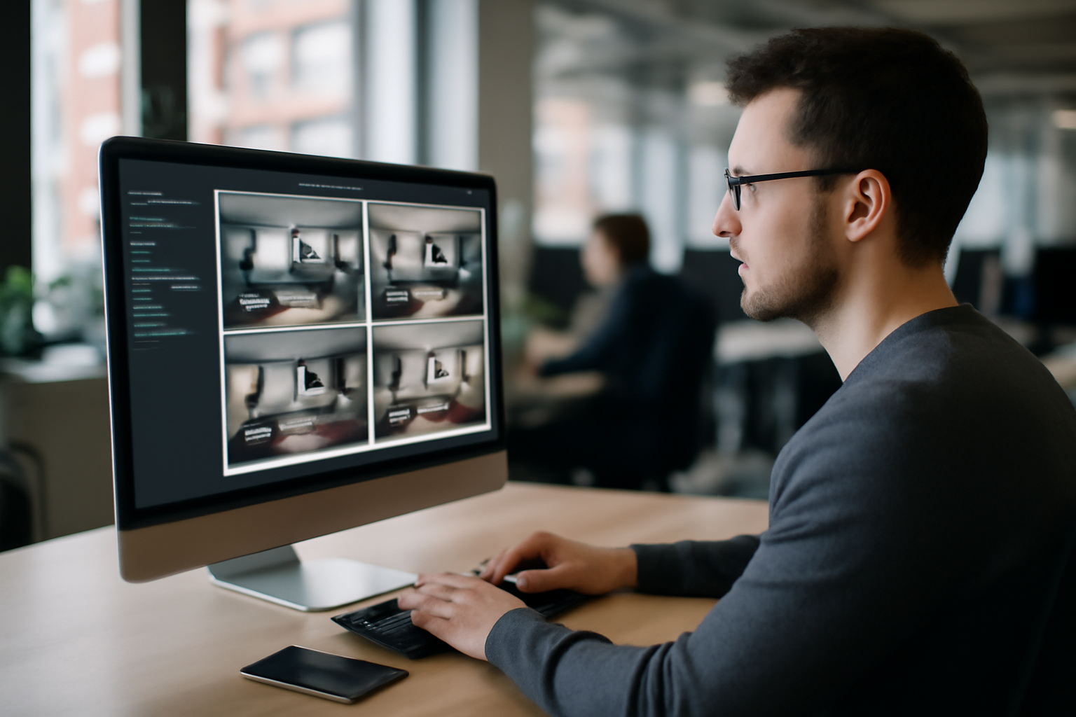 Génération IA d’images avec dezgo : scène photo réaliste devant un écran montrant un rendu texte→image