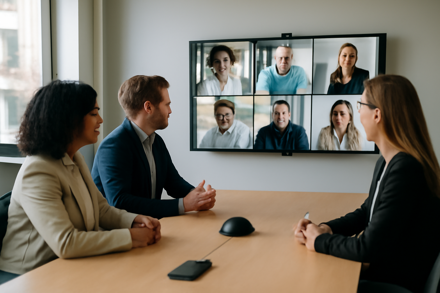 dicte ai enregistrement et transcription de réunion dans une salle de visioconférence