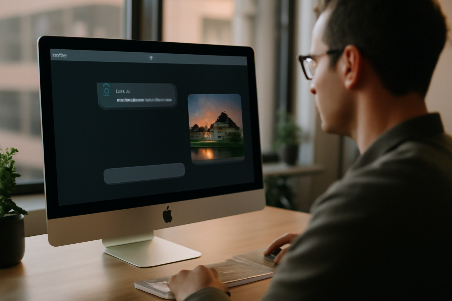 promptchan : vue réaliste d’un écran montrant une interface de chat IA avec une génération d’image