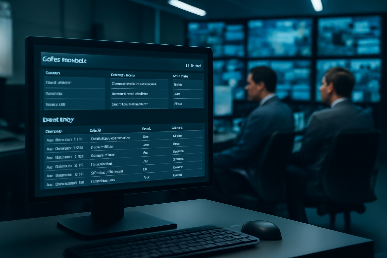 accès certifié dans une trusted data solution : contrôle RBAC sur une console de sécurité, équipe en salle de supervision