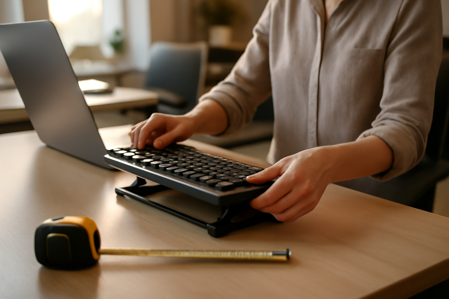 ergonomie clavier : comparaison de réglage hauteur et distance sur un bureau réglable